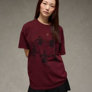 American Eagle Outfitters Burgundy Witch Graphic T-Shirt - Size M